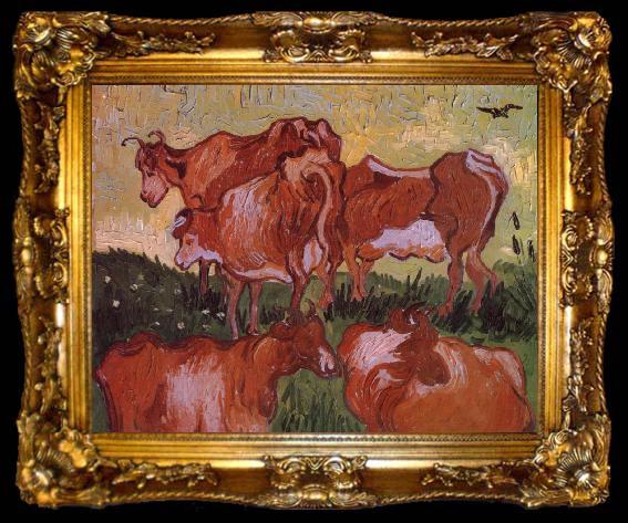 framed  Vincent Van Gogh Cows (nn04), ta009-2